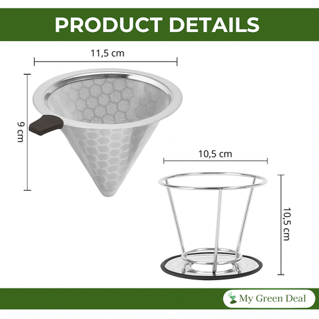 My Green Deal – RVS Koffiefilter – Herbruikbare Koffiefilterhouder – Duurzaam Koffiezetfilter – Koffiefilter Herbruikbaar