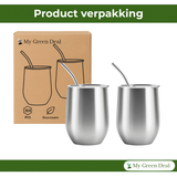 RVS Thermo Bekers met Rietje – 2 stuks