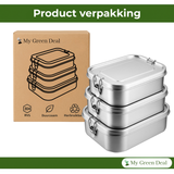 RVS Lunchbox Rechthoekig – Set van 3