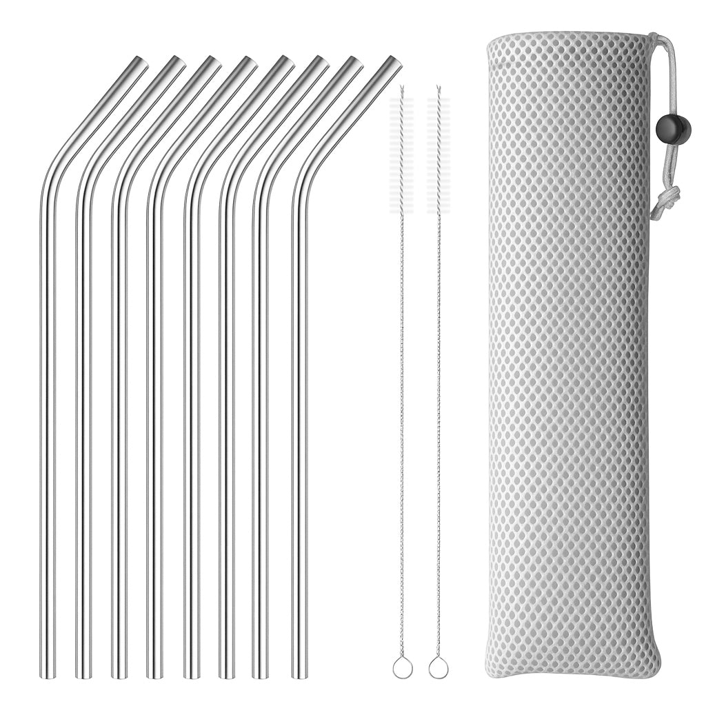 My Green Deal – RVS Rietjes Set – Herbruikbare Drinkrietjes met Borsteltjes & Etui – 8 Delig