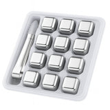 RVS IJsblokjes Set – 12 stuks met Tang