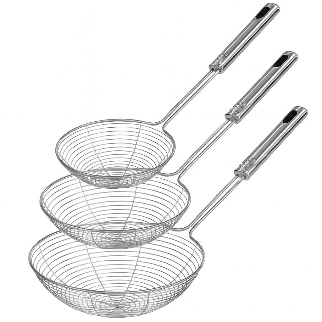 My Green Deal – RVS Skimmer Lepel Set – Schuimspanen voor Frituren & Koken – 3 Delig