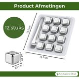 RVS IJsblokjes Set – 12 stuks met Tang