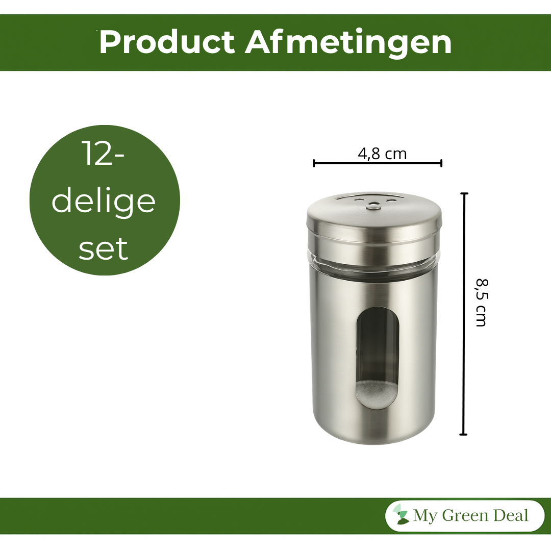 RVS Kruidenpotjes Set – 12 stuks