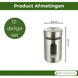 RVS Kruidenpotjes Set – 12 stuks