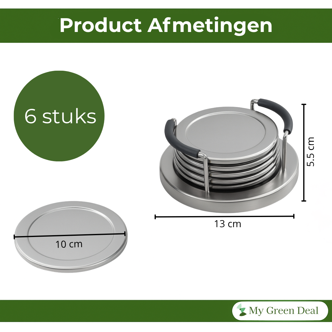 RVS Onderzetters Set – 6 stuks