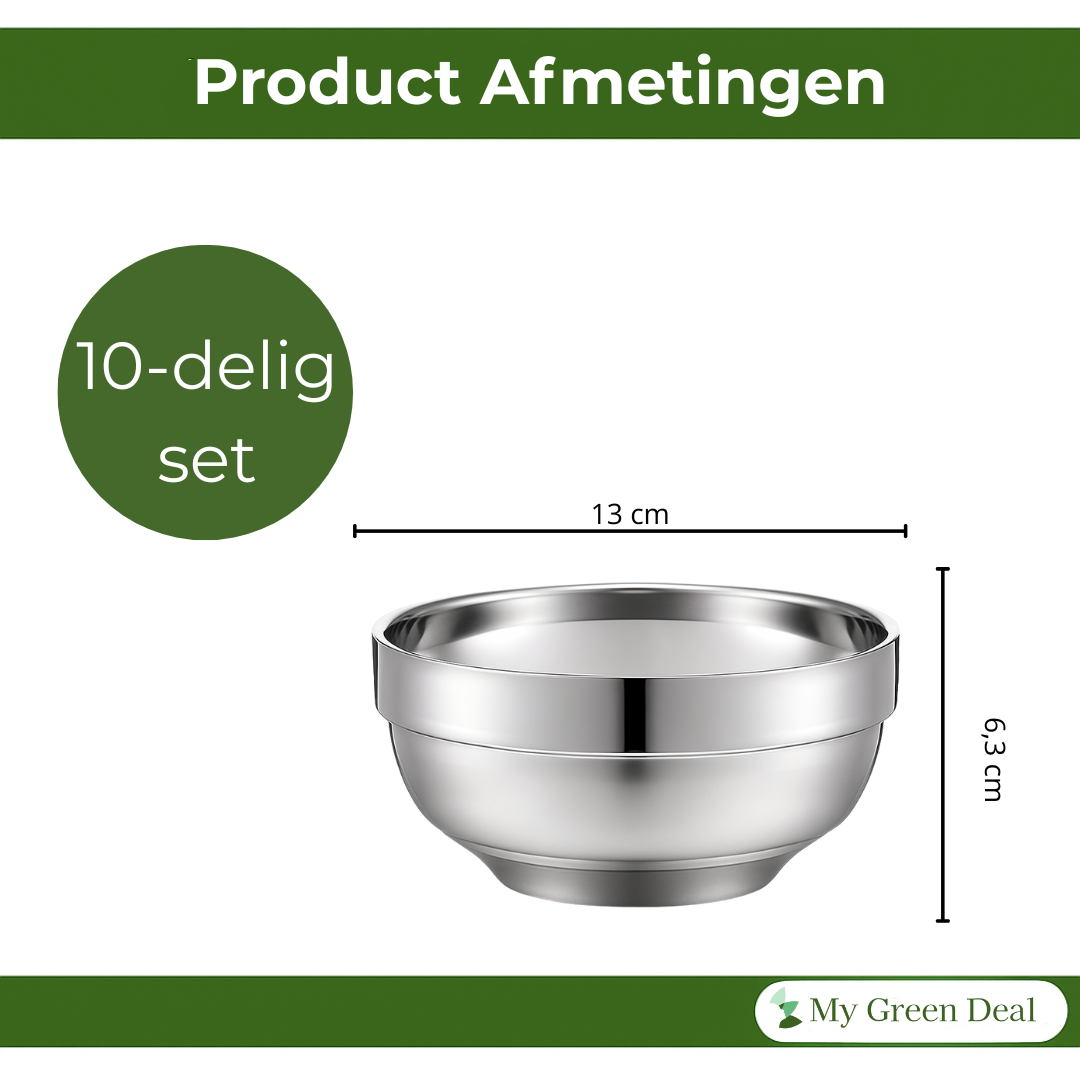 RVS Kommen Set – 10 stuks