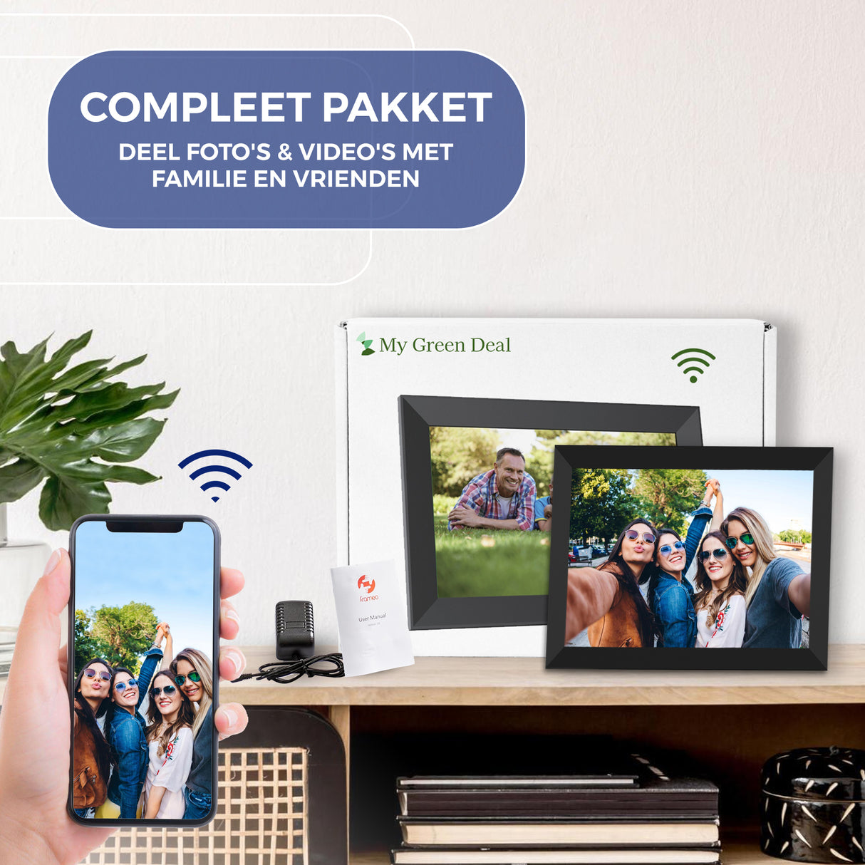 My Green Deal-Digitale fotolijst - 10.1 inch - Met Wifi en Frameo App - Touchscreen