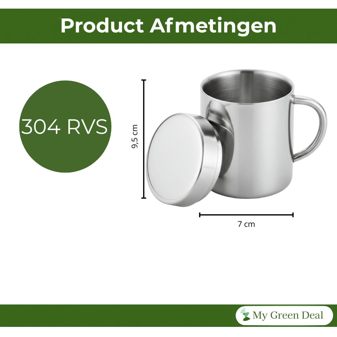 RVS isolerende Mok met Deksel – 220ml - My Green Deal