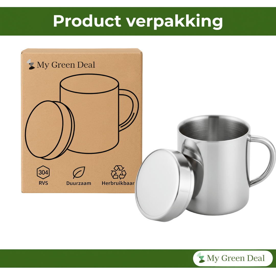 RVS isolerende Mok met Deksel – 220ml - My Green Deal
