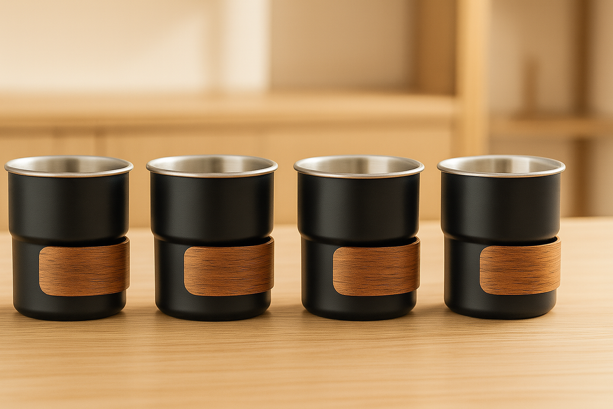 My Green Deal - RVS koffiekopjes zonder oor set van 4 - 280ML