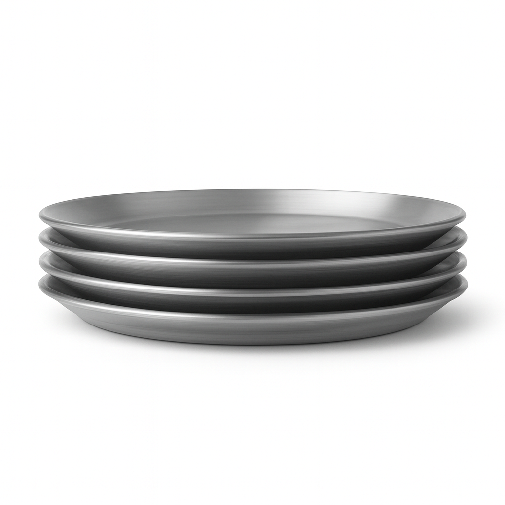 My Green Deal – Luxe RVS Borden Set (4-delig) – Roestvrijstalen Eetborden 28 cm – Duurzaam & Hygiënisch Servies voor Stijlvol Tafelen