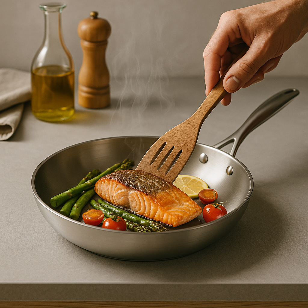 My Green Deal – RVS Koekenpan 30 cm – Roestvrijstalen Pan voor Bakken & Braden – Duurzame Inductie Koekenpan