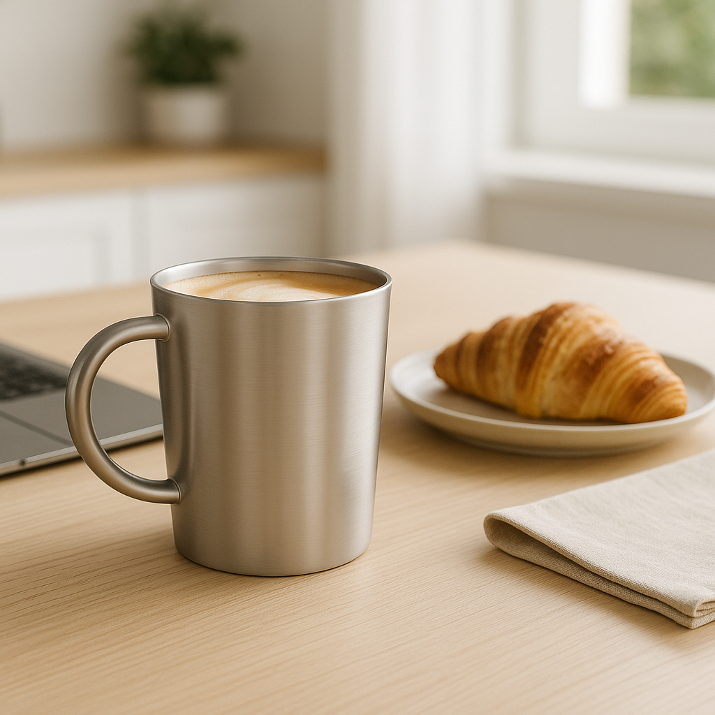 My Green Deal – RVS Mok met Handvat – Roestvrijstalen Beker voor Koffie, Thee & Outdoor – Duurzame RVS Koffiemok
