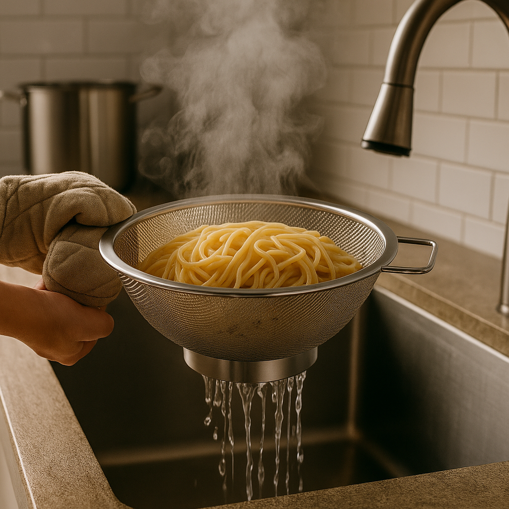 My Green Deal – RVS Vergiet – Roestvrijstalen Keukenzeef met Handgrepen – Duurzaam Vergiet voor Pasta, Groenten & Fruit
