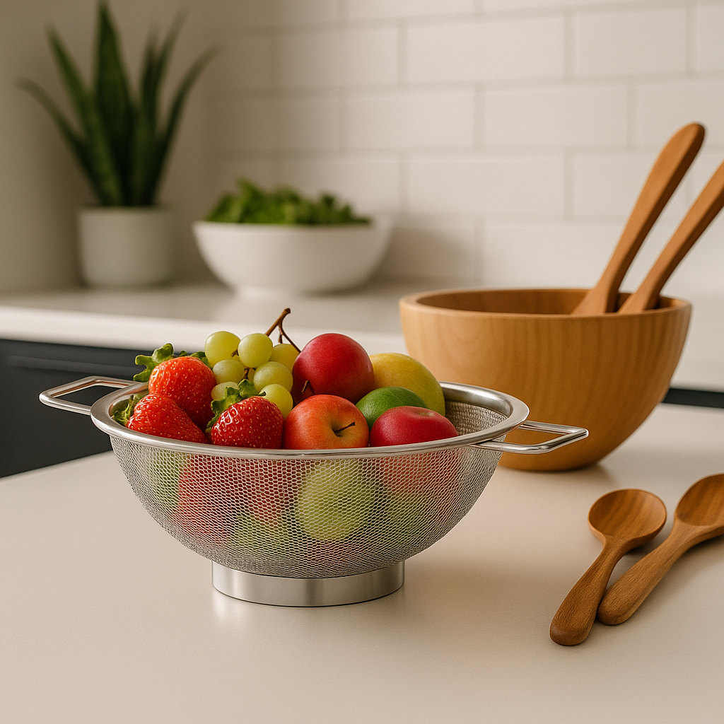 My Green Deal – RVS Vergiet – Roestvrijstalen Keukenzeef met Handgrepen – Duurzaam Vergiet voor Pasta, Groenten & Fruit