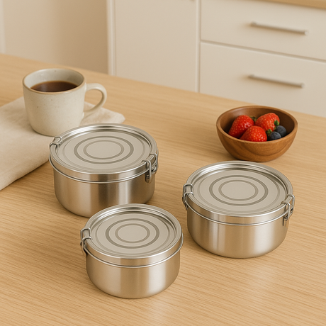 RVS Lunchbox Set Rond – Voedselcontainer