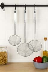 My Green Deal – RVS Skimmer Lepel Set 3-delig – Spinnenzeef / Vergietlepel – Schuimspanen voor Frituren & Koken