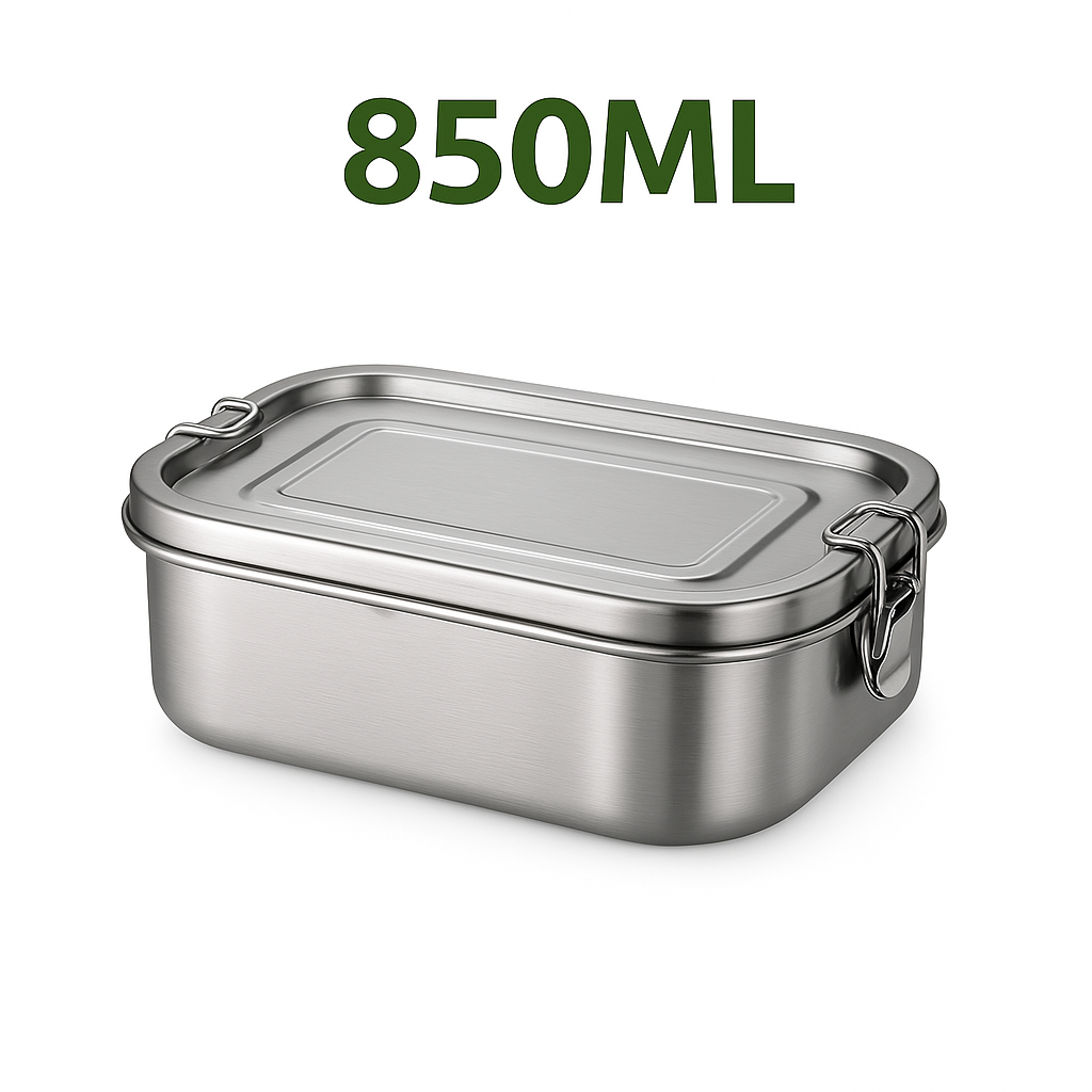 My Green Deal – RVS Lunchbox 850ml – Duurzame Broodtrommel & Snackbox – Fruitbakje Volwassenen & Kinderen – Meal Prep Bakje – Lekvrij & Herbruikbaar
