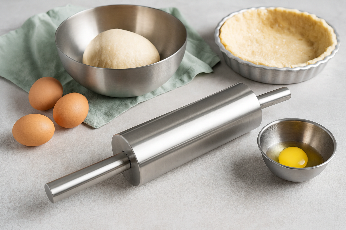 My Green Deal – RVS Deegroller – Roestvrijstalen Bakroller voor Patisserie & Pizza – Duurzame Deegroller voor Brood & Koekjes
