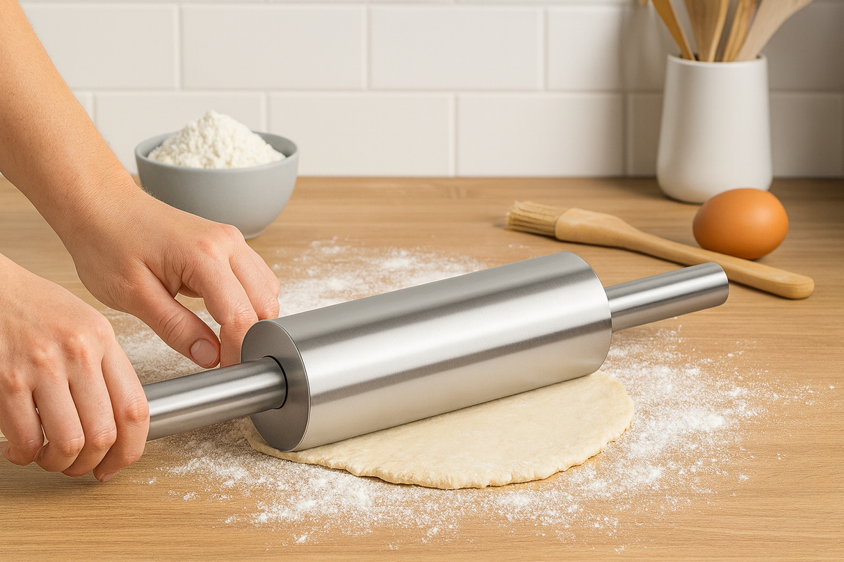 My Green Deal – RVS Deegroller – Roestvrijstalen Bakroller voor Patisserie & Pizza – Duurzame Deegroller voor Brood & Koekjes