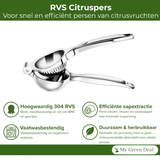 My Green Deal – RVS Citruspers – Handmatige RVS Citroenknijper – Duurzame RVS Citruspers – Keukenpers