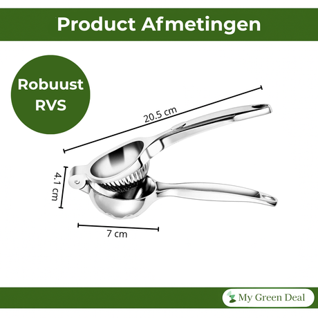 My Green Deal – RVS Citruspers – Handmatige RVS Citroenknijper – Duurzame RVS Citruspers – Keukenpers