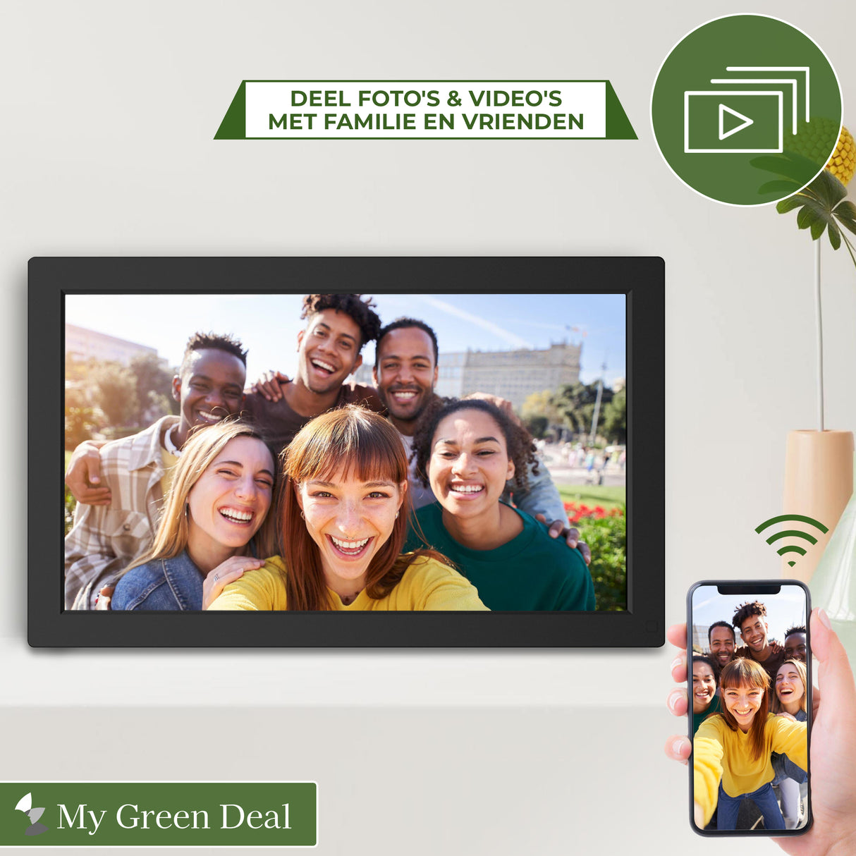 My Green Deal-Digitale fotolijst-15.6 inch-Wifi-Frameo-32GB-