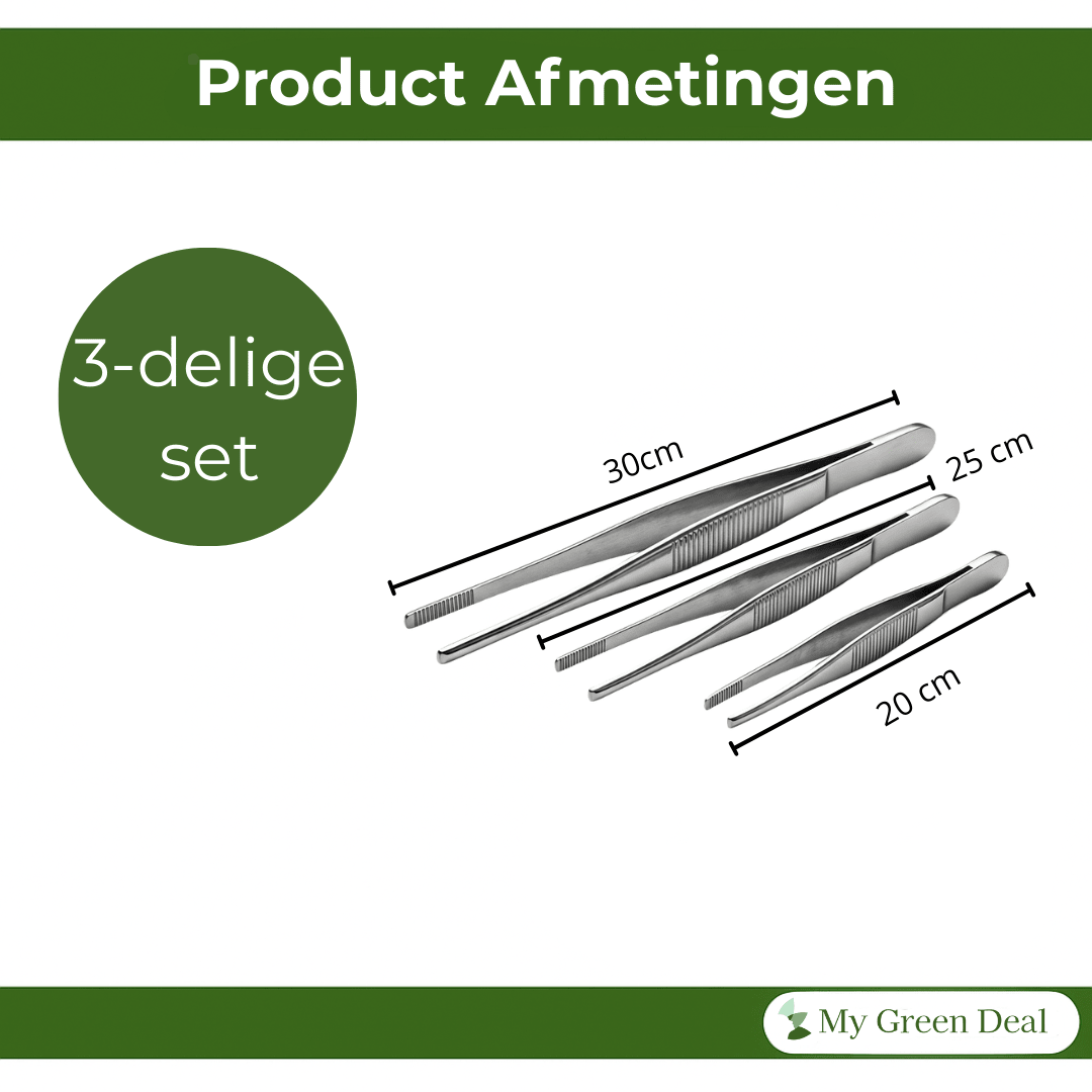 RVS keukenpincet set van 3 - My Green Deal