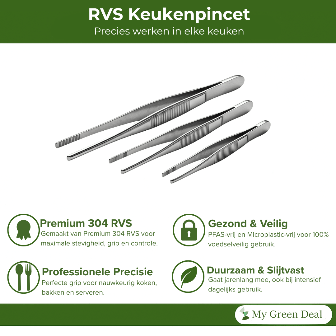 RVS keukenpincet set van 3 - My Green Deal