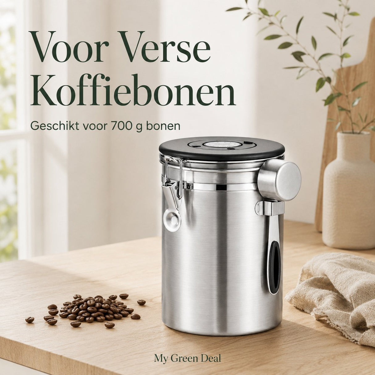 RVS Koffie Bewaarbus 1.8L Zilver - My Green Deal