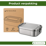My Green Deal – RVS Lunchbox 1200ml – Duurzame Broodtrommel & Snackbox – Fruitbakje Volwassenen & Kinderen – Meal Prep Bakje – Lekvrij & Herbruikbaar