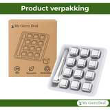 RVS IJsblokjes Set – 12 stuks met Tang