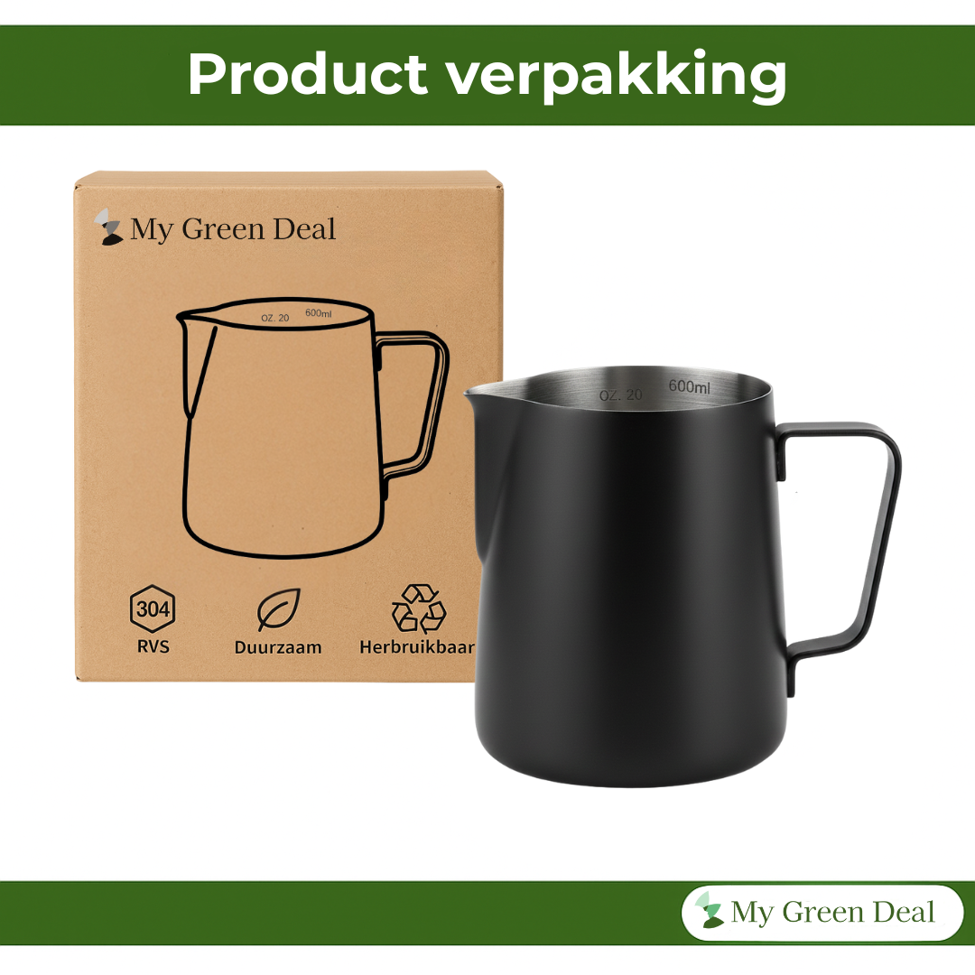 My Green Deal – RVS Melkkan 600ml Zwart