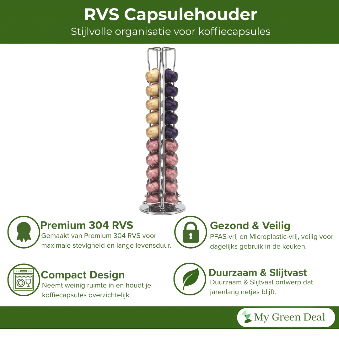 RVS Capsulehouder Zilver - My Green Deal
