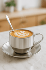 RVS Koffiekop met Schotel & Lepel - My Green Deal