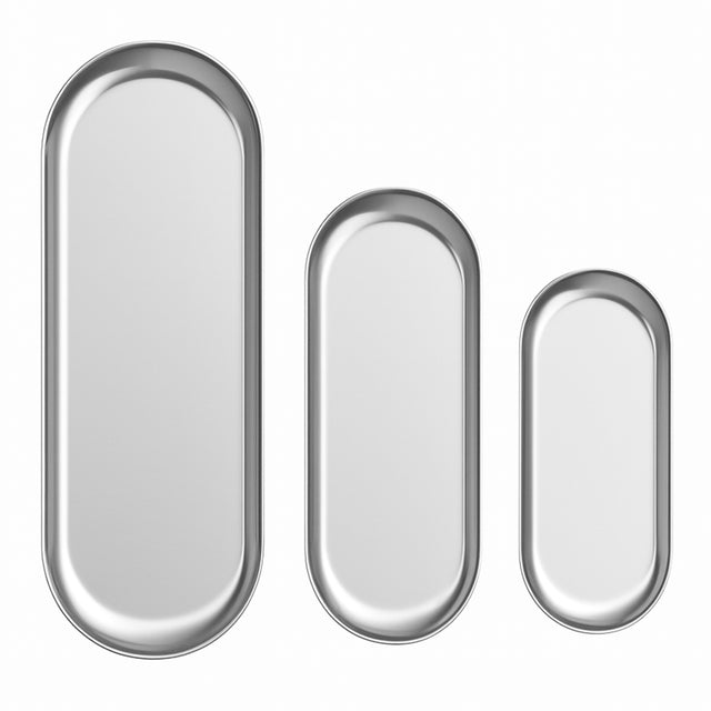 RVS Ovale Serveerplaten Set – 3 stuks - My Green Deal