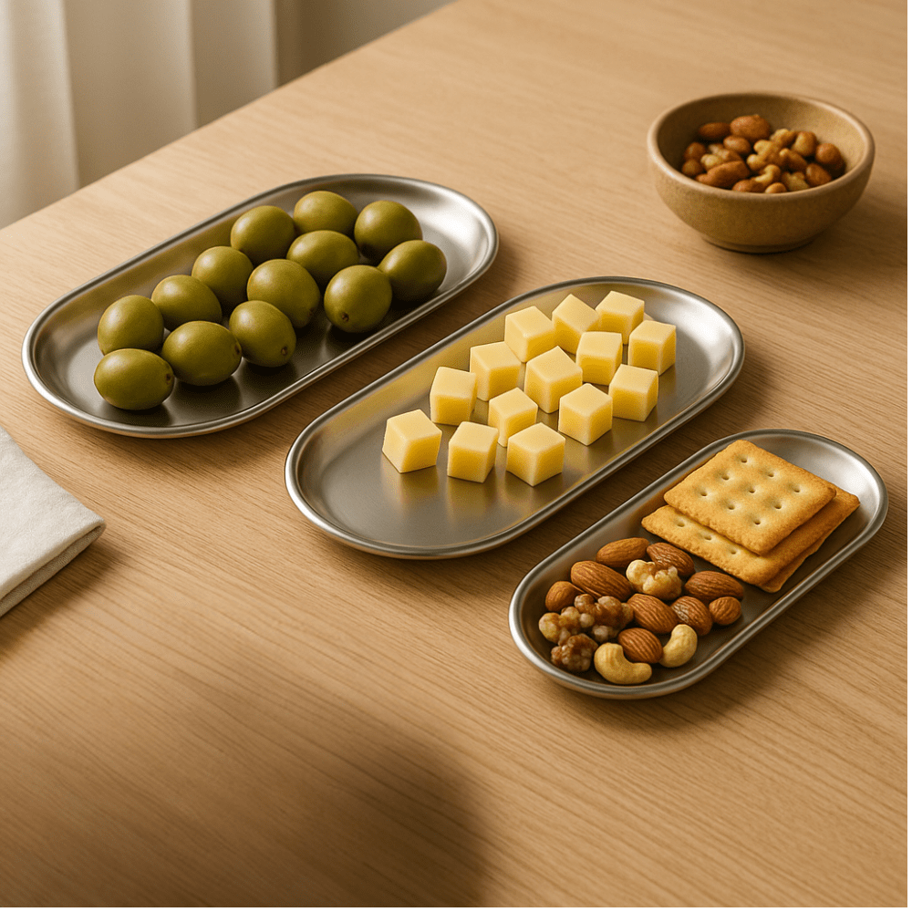 RVS Ovale Serveerplaten Set – 3 stuks - My Green Deal
