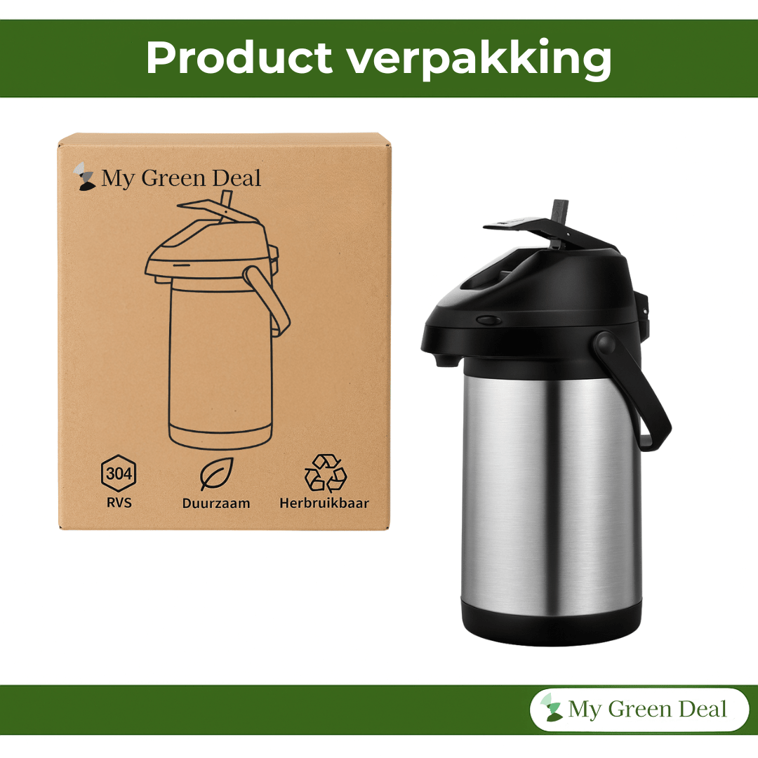 RVS Thermoskan met pomp 3L - My Green Deal