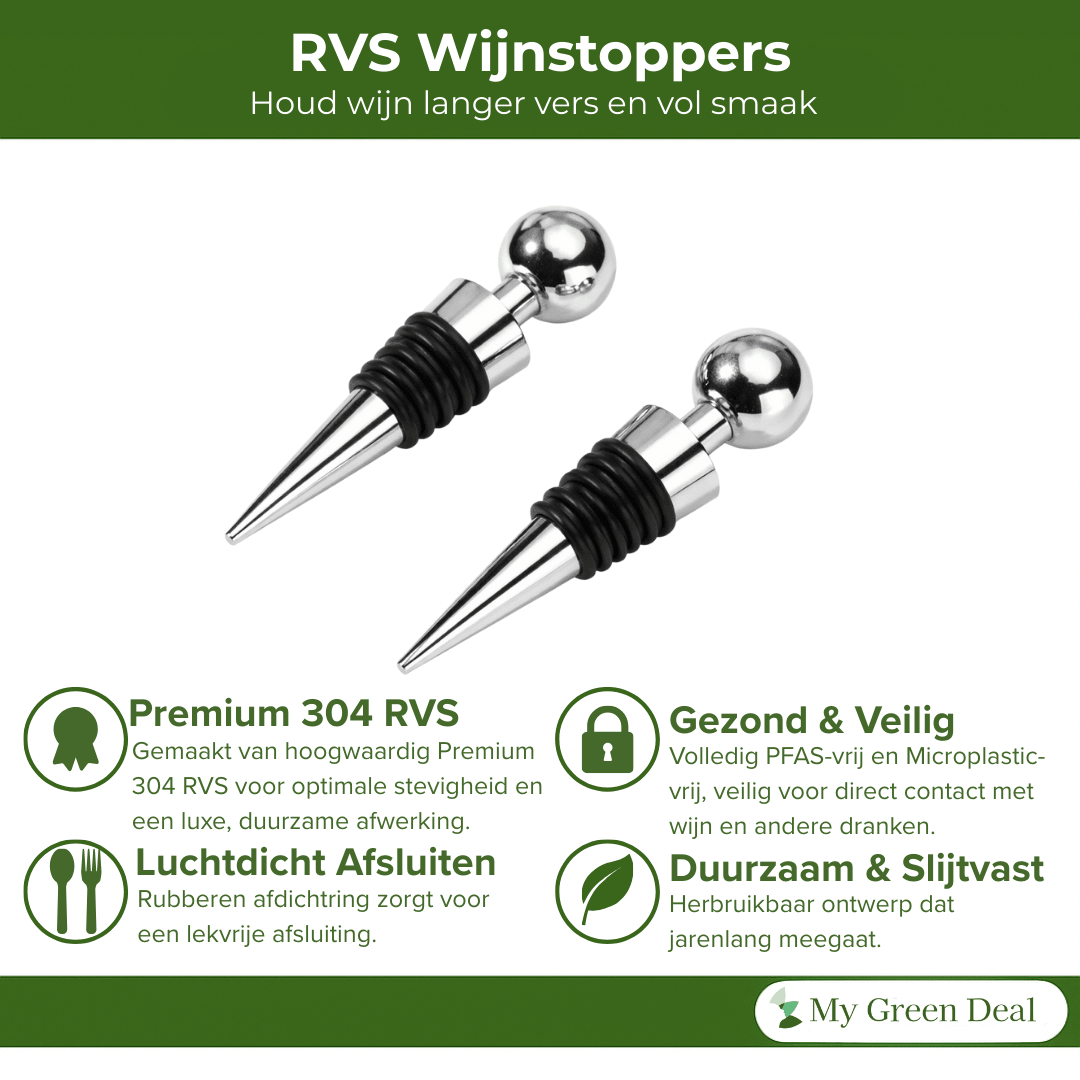 RVS Wijnstopper vacuum Zilver - My Green Deal