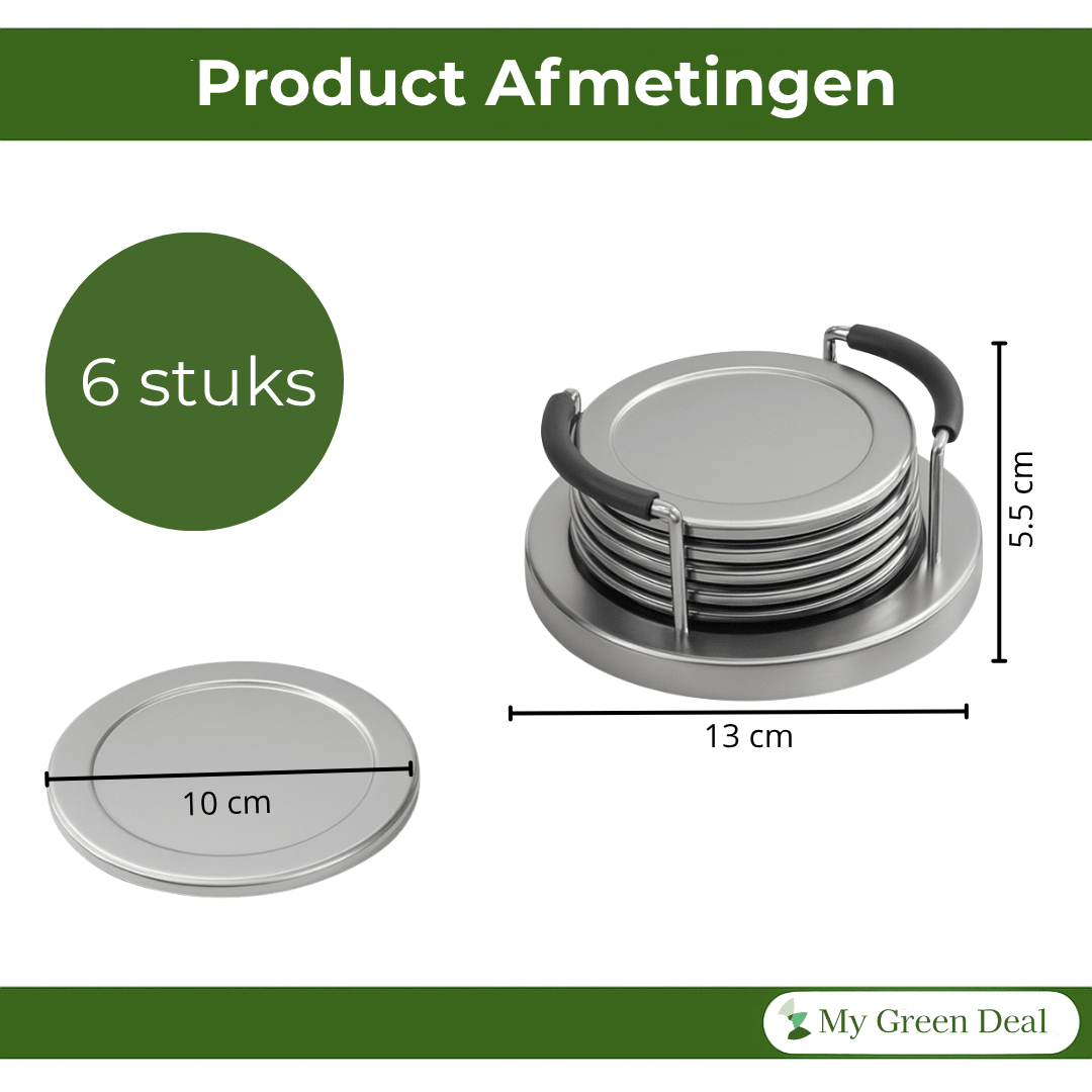 RVS Onderzetters Set – 6 stuks - My Green Deal