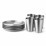 RVS Serviesset 8 - delig – 4x Bord 20 cm & 4x Beker 350 ml - My Green Deal