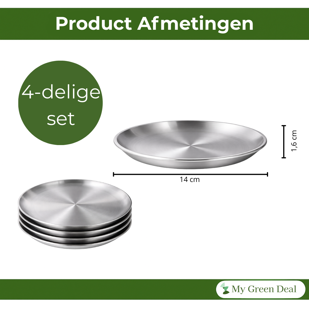 Luxe Kleine RVS Borden Set (4-delig) - 14cm