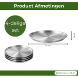 Luxe Kleine RVS Borden Set (4-delig) - 14cm