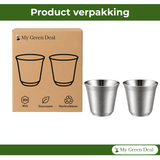 RVS Espressokopjes set van 2 Zilver - 80 ml - My Green Deal