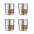 RVS koffiekopjes met hout van 4 Zilver - 280ML - My Green Deal