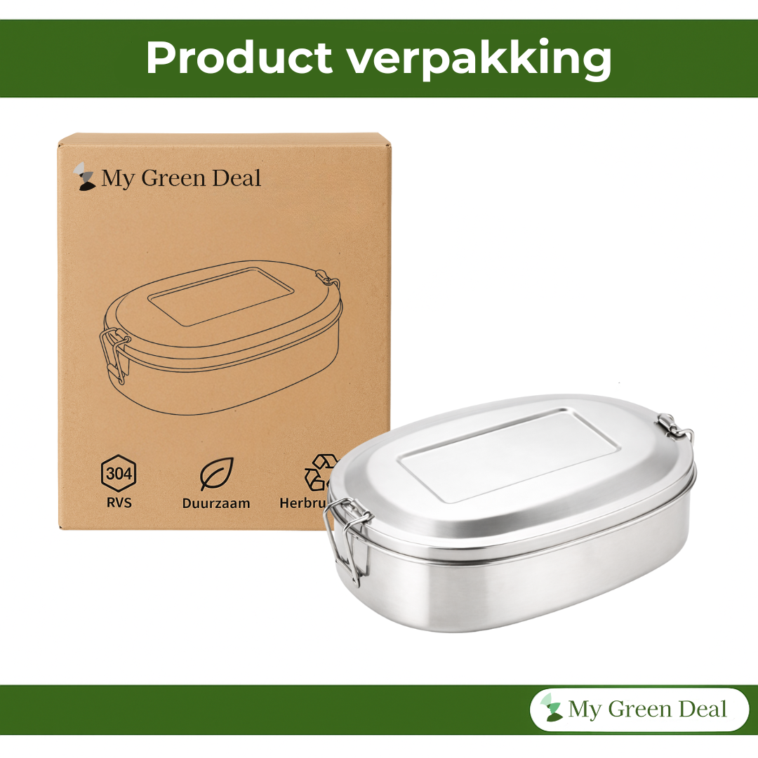 RVS lunchbox ovaal 500ml 2 compartimenten