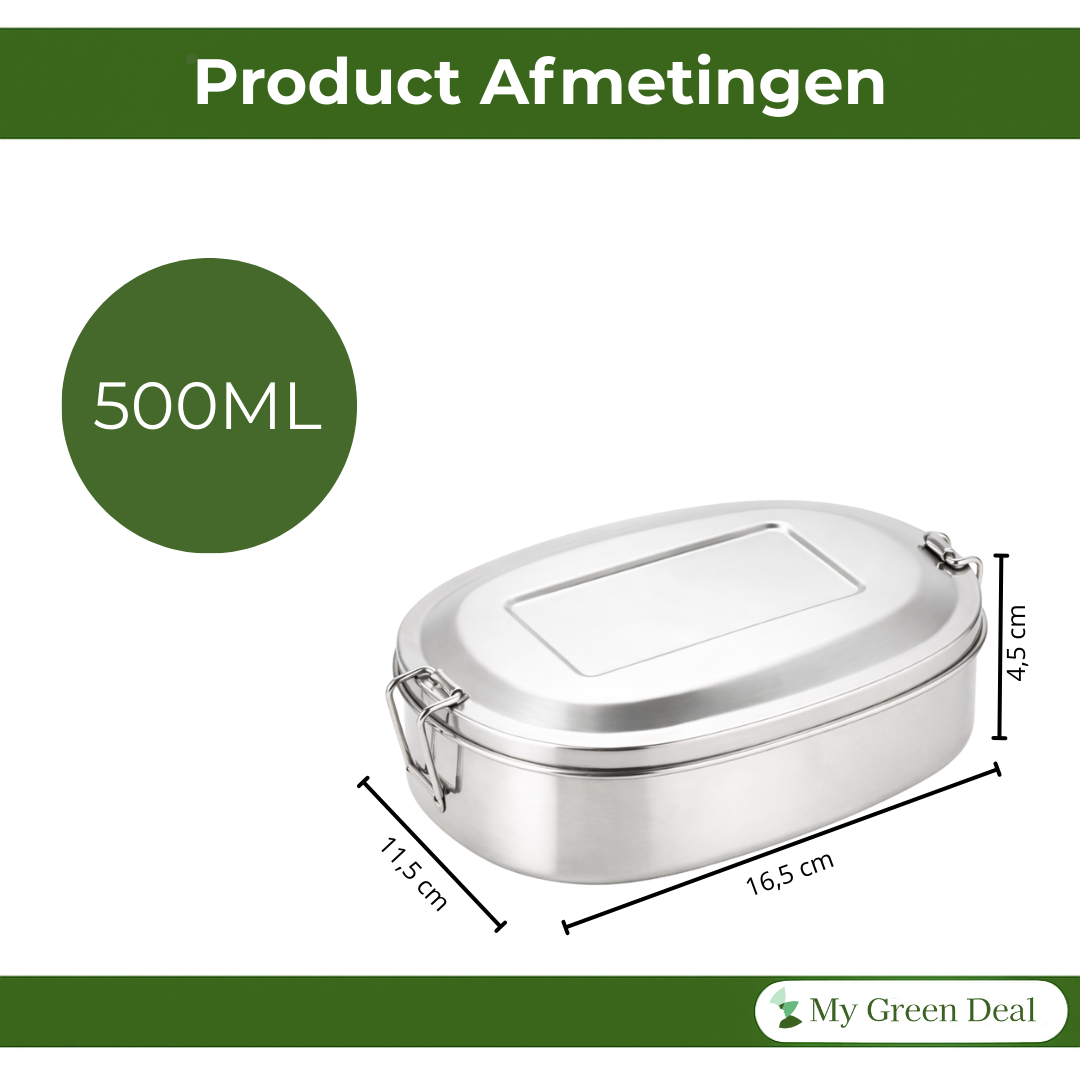 RVS lunchbox ovaal 500ml 2 compartimenten