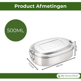 RVS lunchbox ovaal 500ml 2 compartimenten