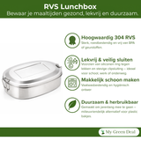 RVS lunchbox ovaal 500ml 2 compartimenten